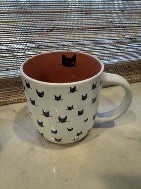 Black Cat Kiki’s Delivery Service Ceramic Coffee Mug in White and Terracotta